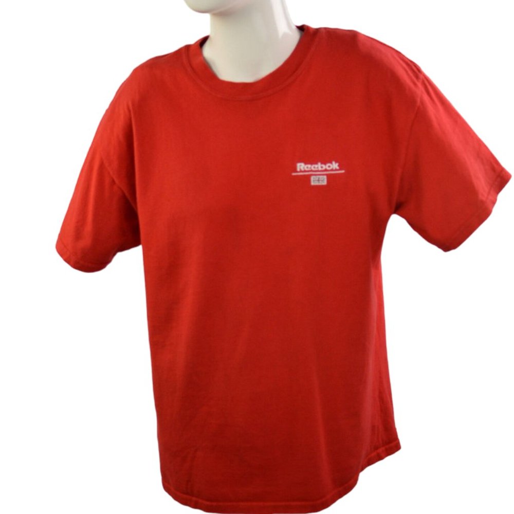 Reebok MenT-shirt Great Britain Embroidered Logo RED Sz L 100% Pre shrunk Cotton